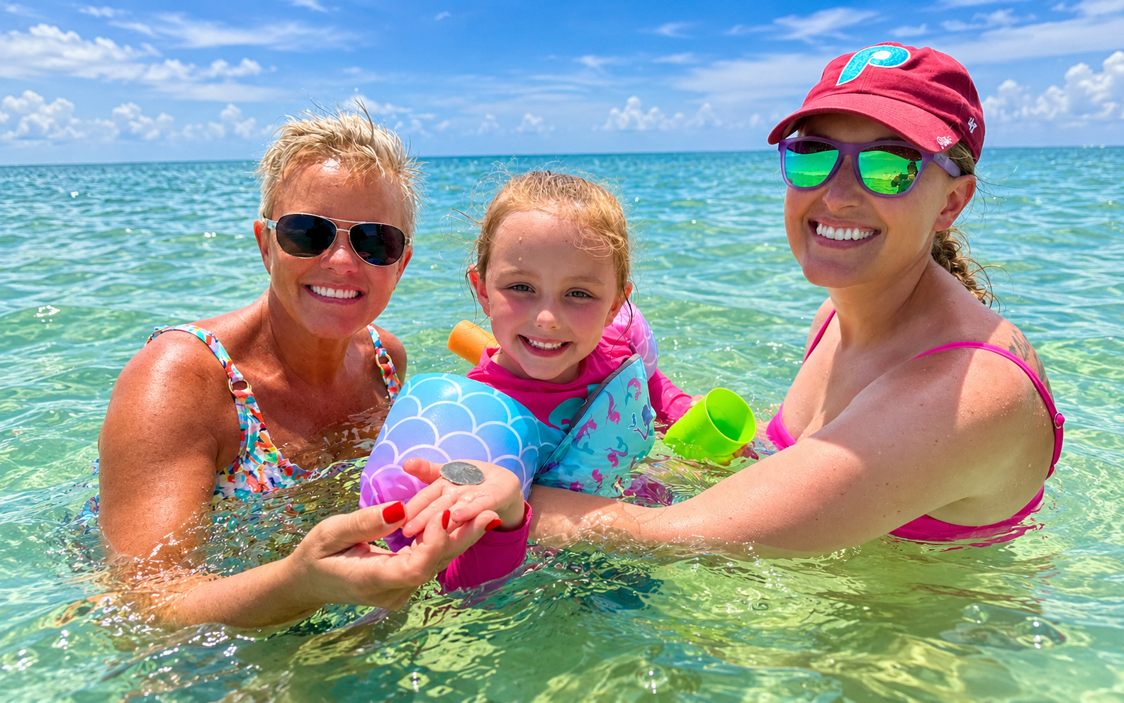 Family enjoying clear Gulf water near Anna Maria Island