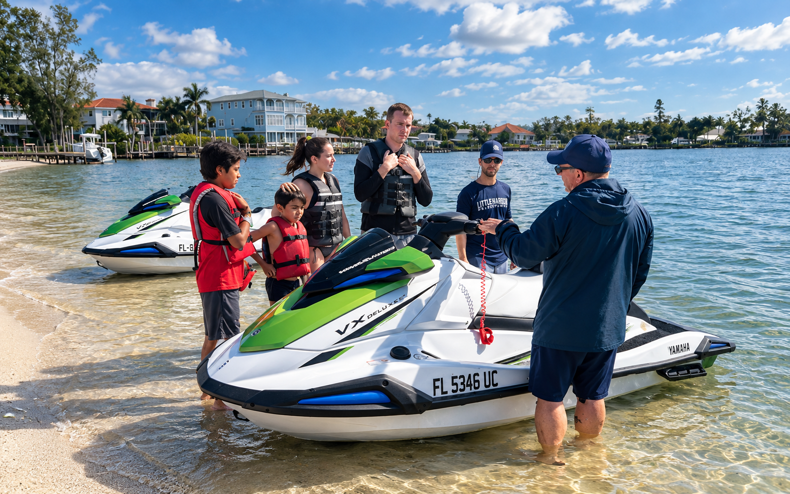 Little Philly team preparing guests for their jet ski ride