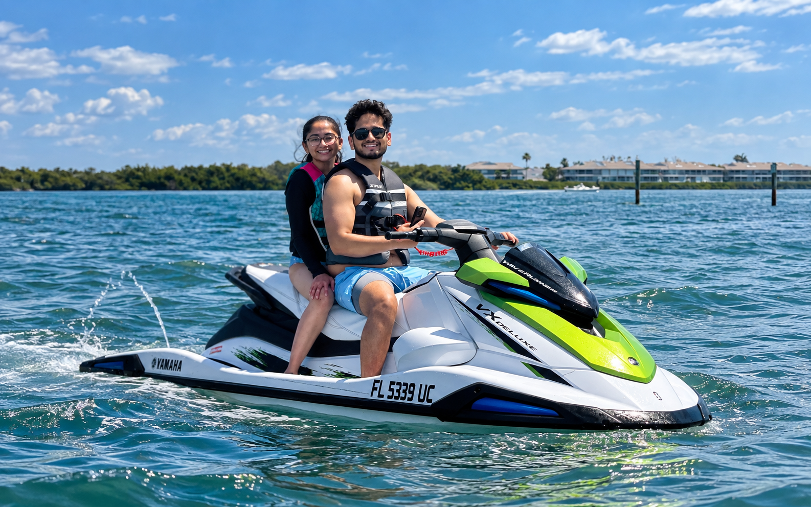 Couple enjoying a Little Philly jet ski rental