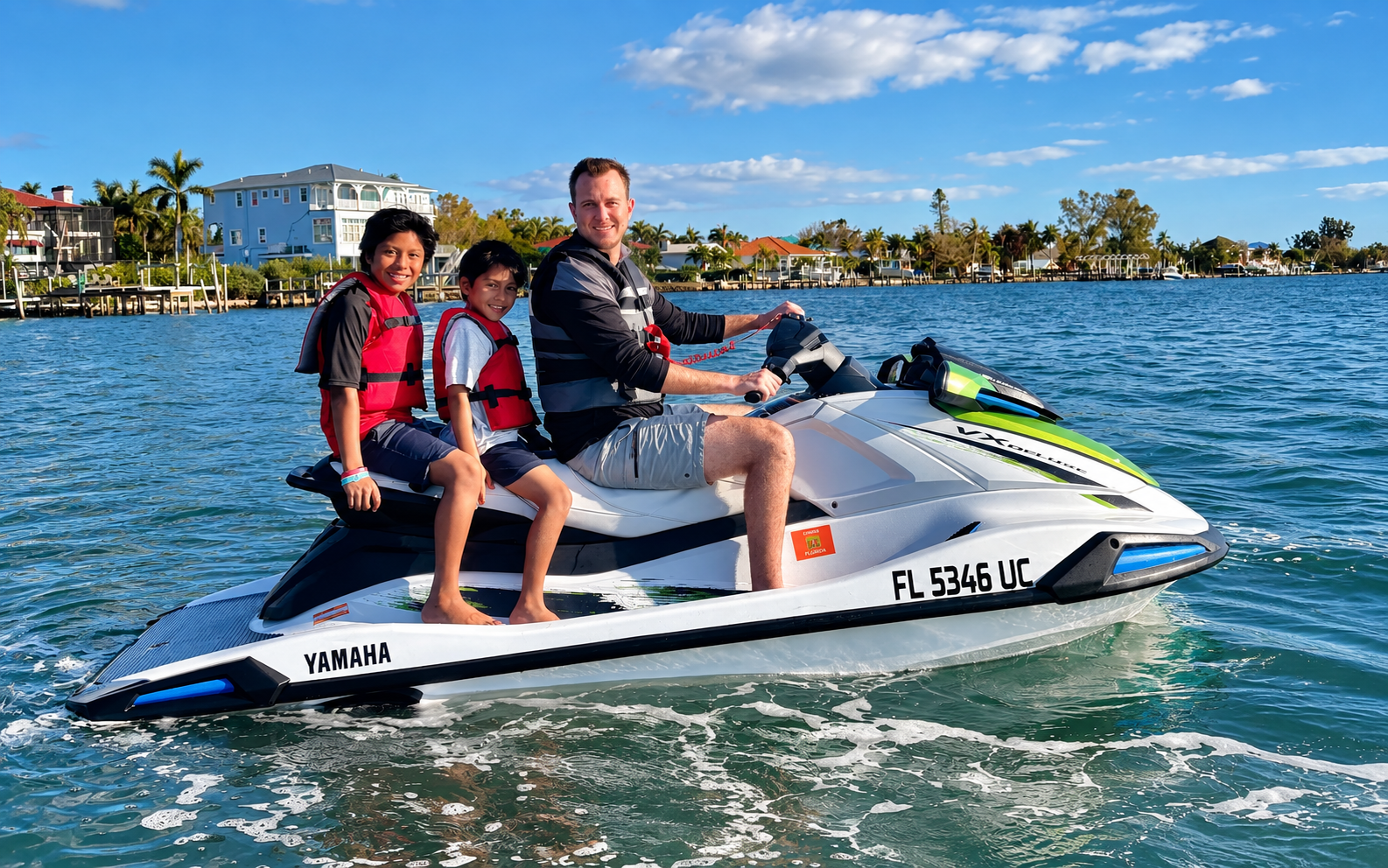 Family enjoying a Little Philly jet ski ride